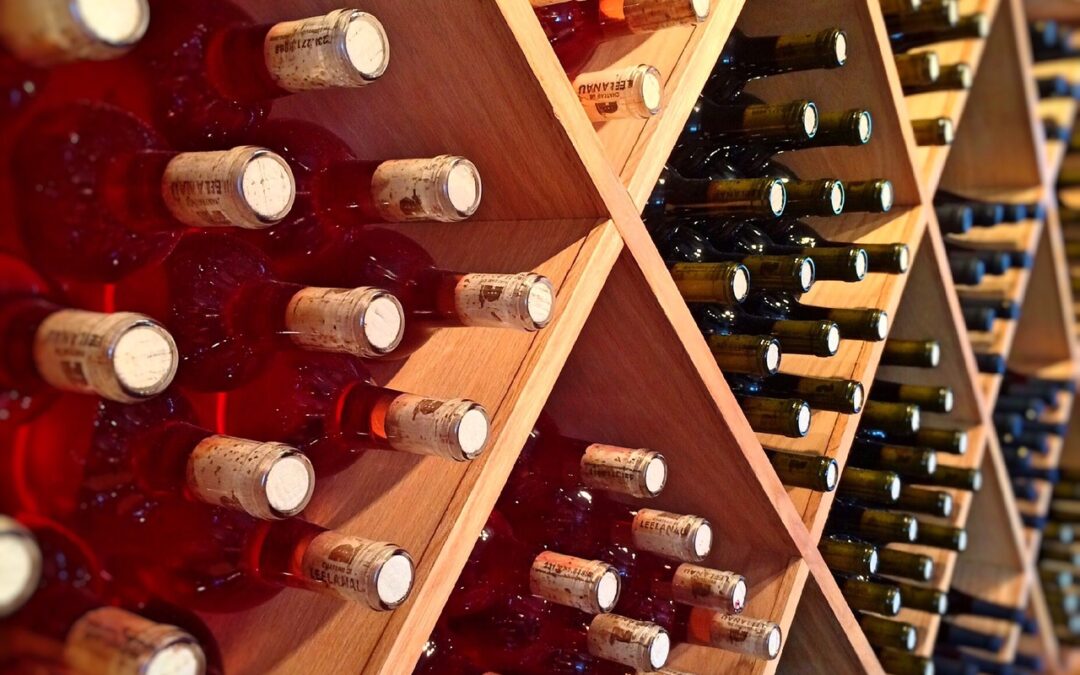 Photo of wine bottles in a storage rack